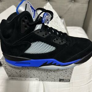 Jordan Black and Blue Sneakers with Reflective Tongue